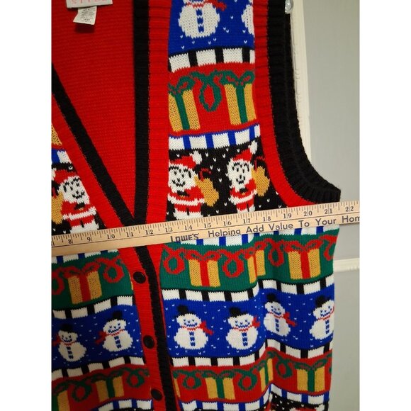 Vintage Avon Ugly Christmas Sweater Vest Snowman Santa Presents Plus Size 1X/2X - Picture 7 of 9
